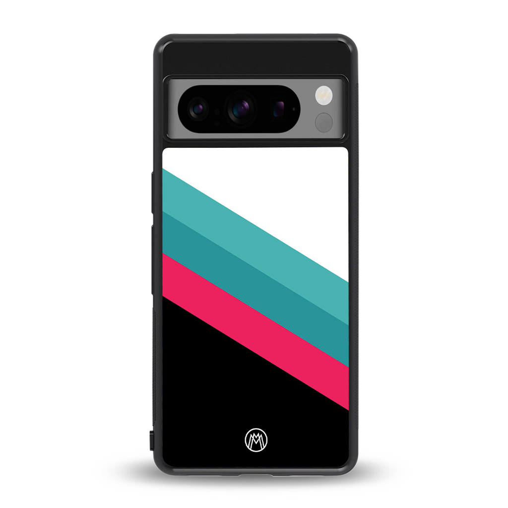 white green red pattern stripes back phone cover | glass case for google pixel 8 pro
