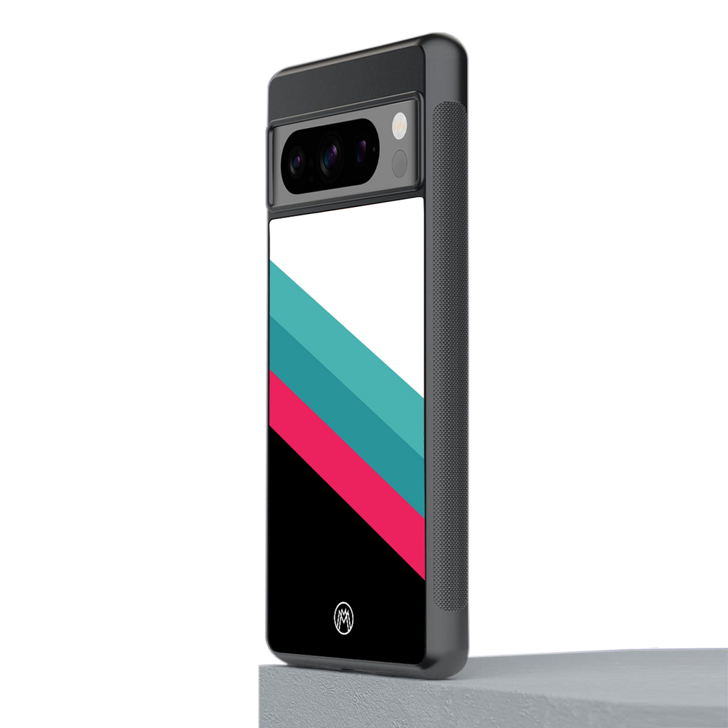 white green red pattern stripes back phone cover | glass case for google pixel 8 pro