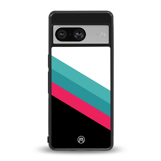 white green red pattern stripes back phone cover | glass case for Google Pixel 8