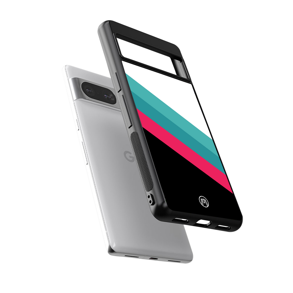 white green red pattern stripes back phone cover | glass case for Google Pixel 8