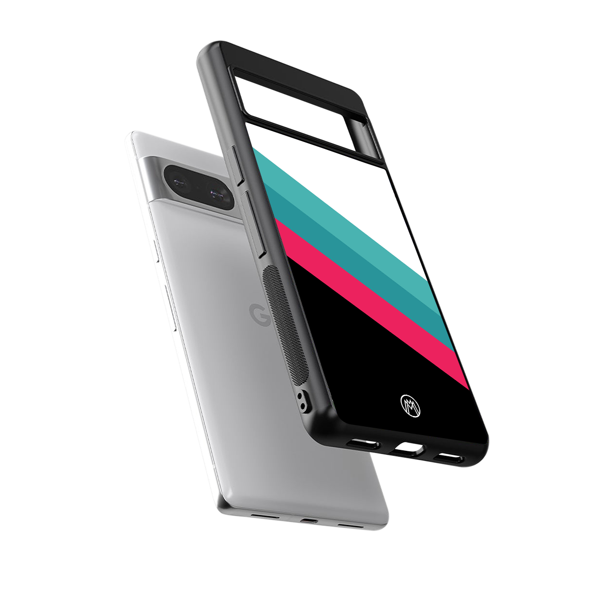 white green red pattern stripes back phone cover | glass case for Google Pixel 8