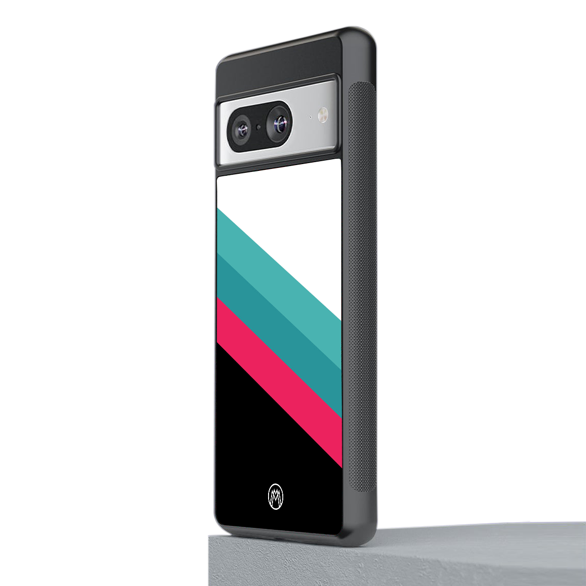 white green red pattern stripes back phone cover | glass case for Google Pixel 8