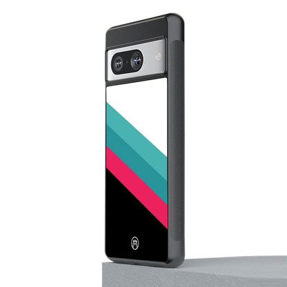 white green red pattern stripes back phone cover | glass case for Google Pixel 8