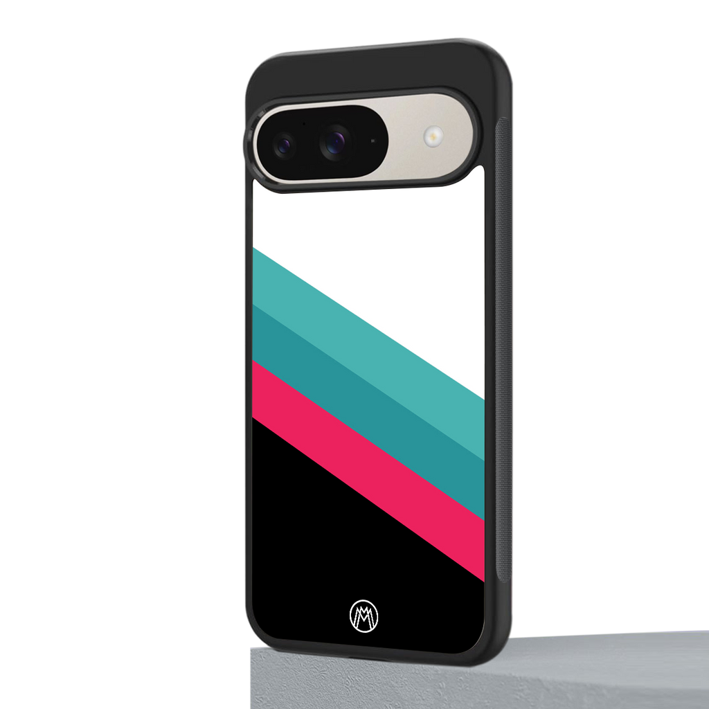 white green red pattern stripes back phone cover | glass case for google pixel 9