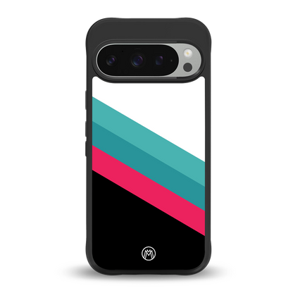 white green red pattern stripes back phone cover | glass case for google pixel 9 pro xl