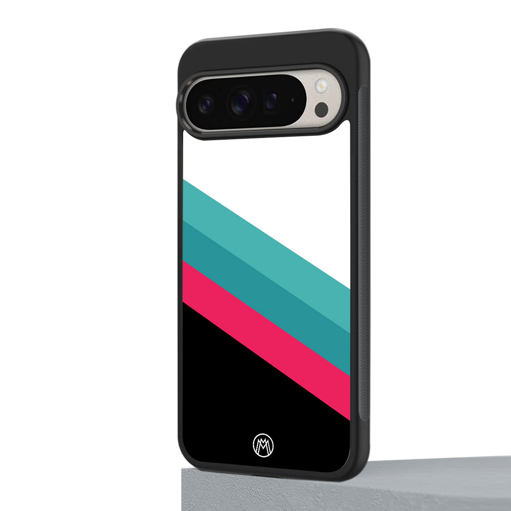 white green red pattern stripes back phone cover | glass case for google pixel 9 pro