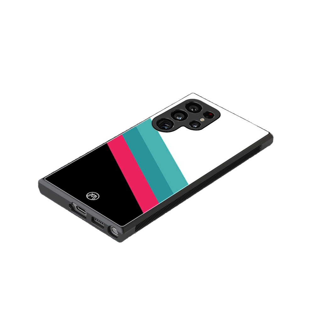 white green red pattern stripes back phone cover | glass case for samsung galaxy s23 ultra