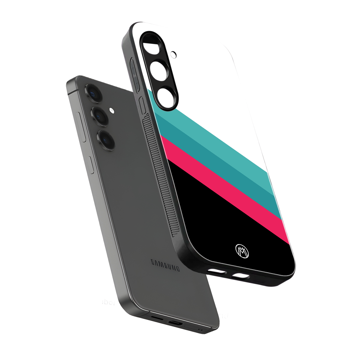 white green red pattern stripes back phone cover | glass case for samsung galaxy s23 plus