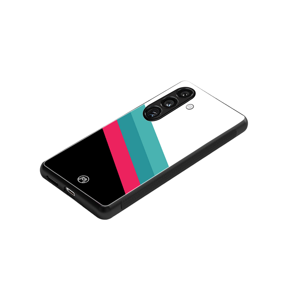 white green red pattern stripes back phone cover | glass case for samsung galaxy s25 plus