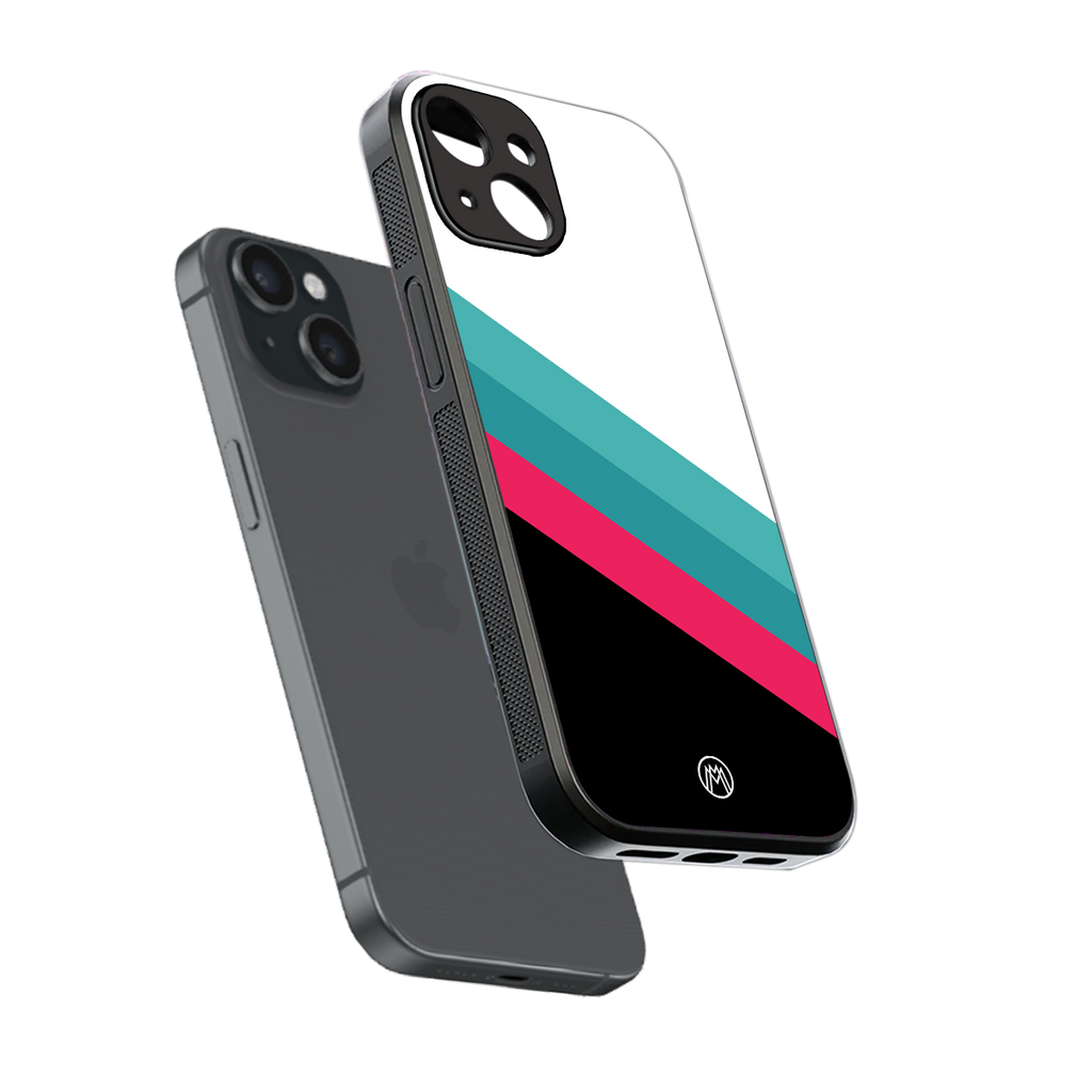 white green red pattern stripes back phone cover | glass case for iphone 15