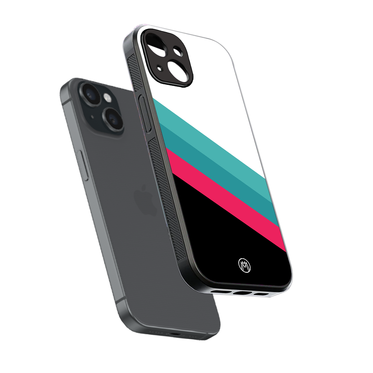 white green red pattern stripes back phone cover | glass case for iphone 15