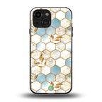 white marble tiles back phone cover | glass case for iphone 13 mini