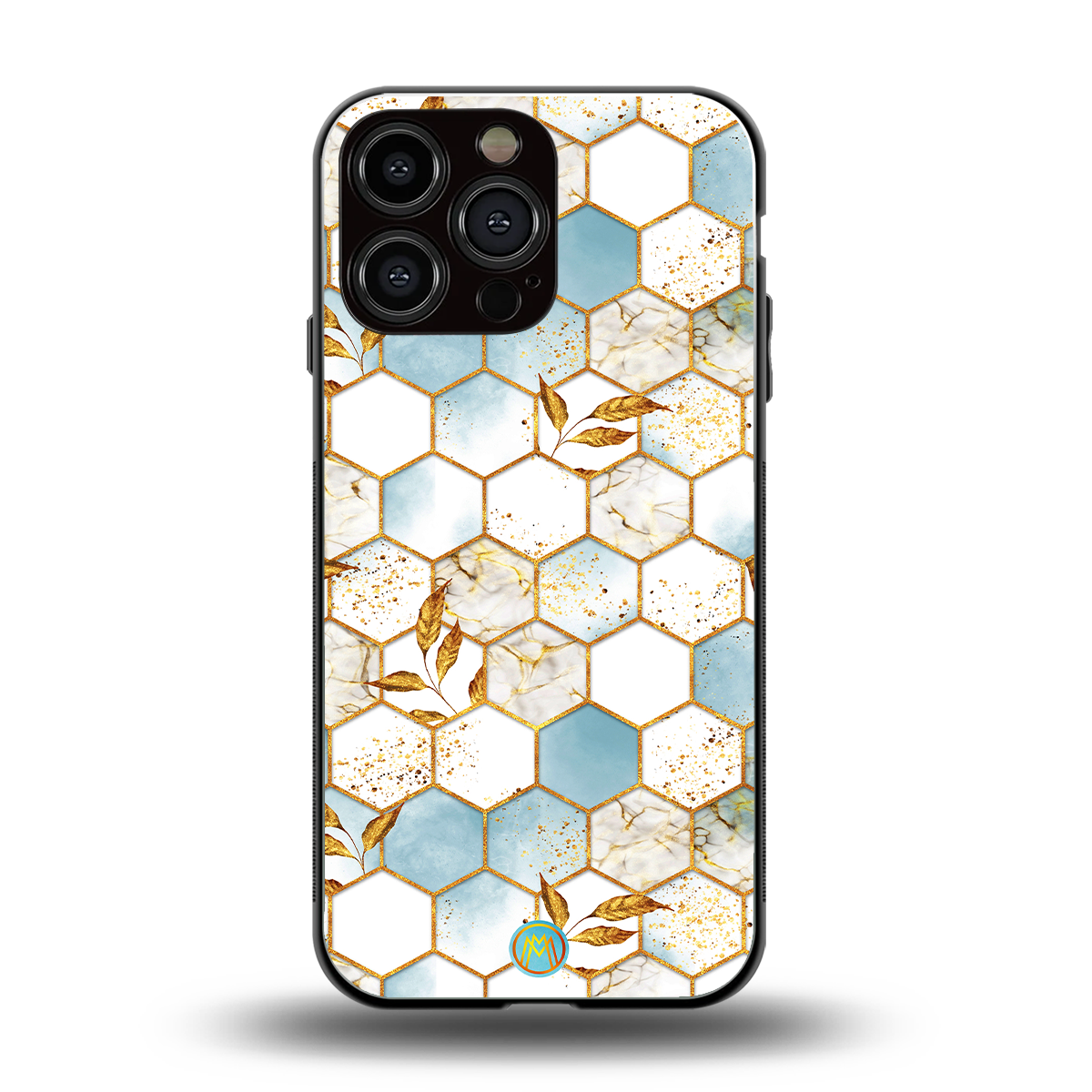 white marble tiles back phone cover | glass case for iphone 13 pro max
