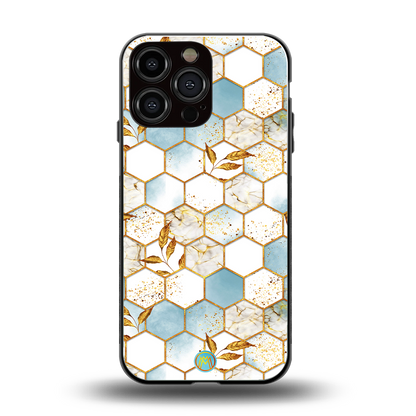 white marble tiles back phone cover | glass case for iphone 13 pro max