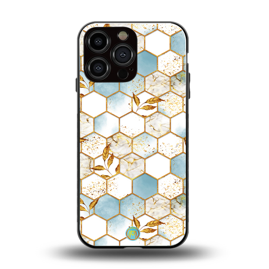 white marble tiles back phone cover | glass case for iphone 13 pro max