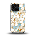 white marble tiles back phone cover | glass case for iphone 13 pro