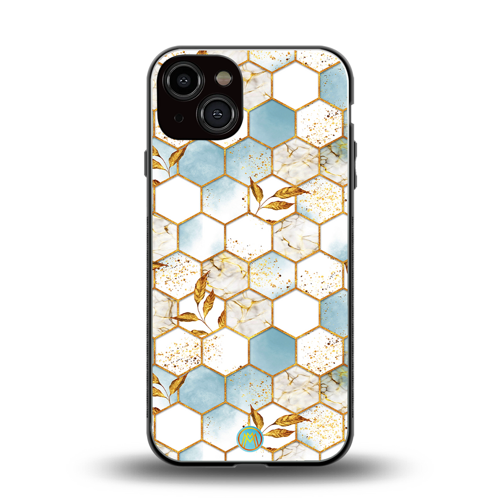 white marble tiles back phone cover | glass case for iphone 13