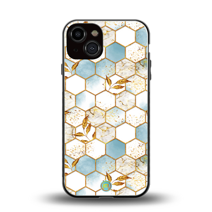 white marble tiles back phone cover | glass case for iphone 13