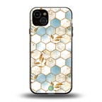 white marble tiles back phone cover | glass case for iphone 15 plus