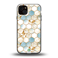 white marble tiles back phone cover | glass case for iphone 14 plus