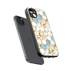 white marble tiles back phone cover | glass case for iphone 14 plus