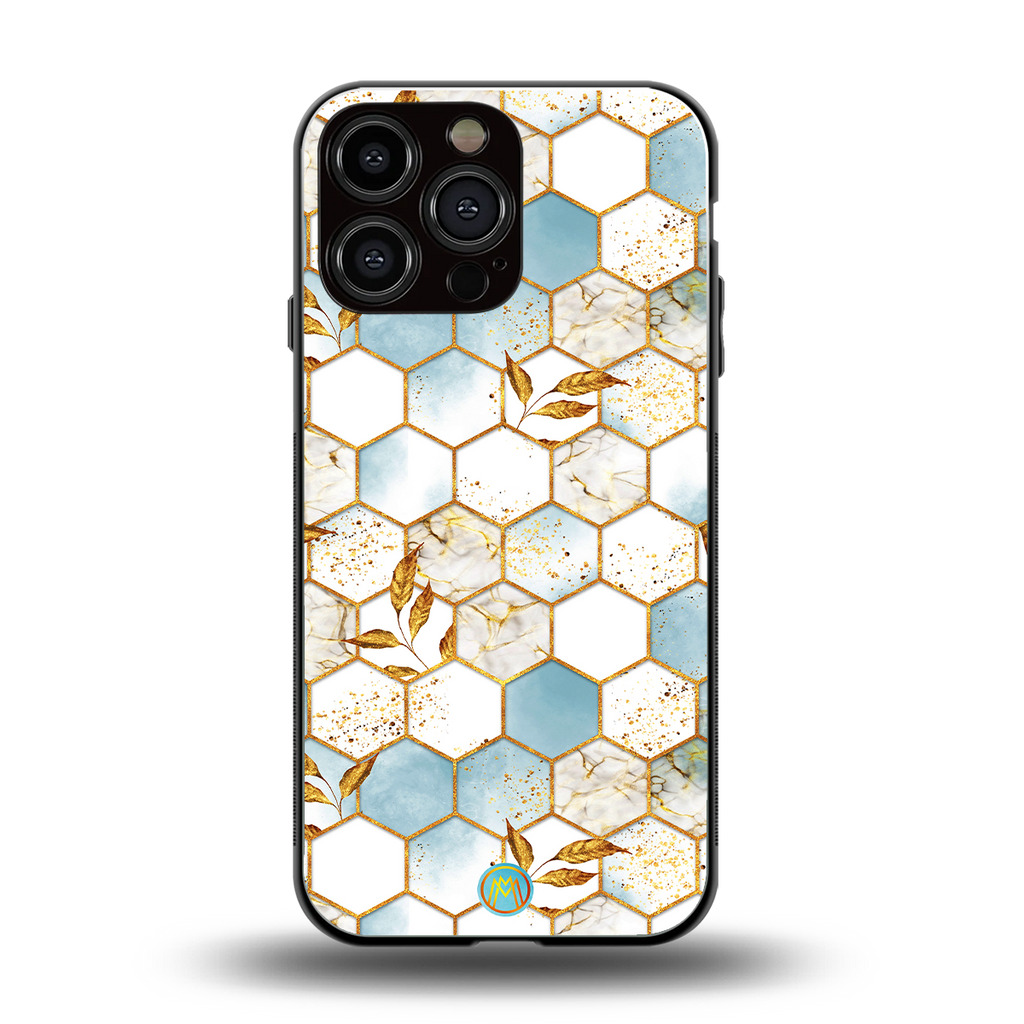white marble tiles back phone cover | glass case for iphone 14 pro max