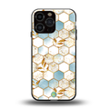 white marble tiles back phone cover | glass case for iphone 14 pro max