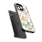 white marble tiles back phone cover | glass case for iphone 14 pro max
