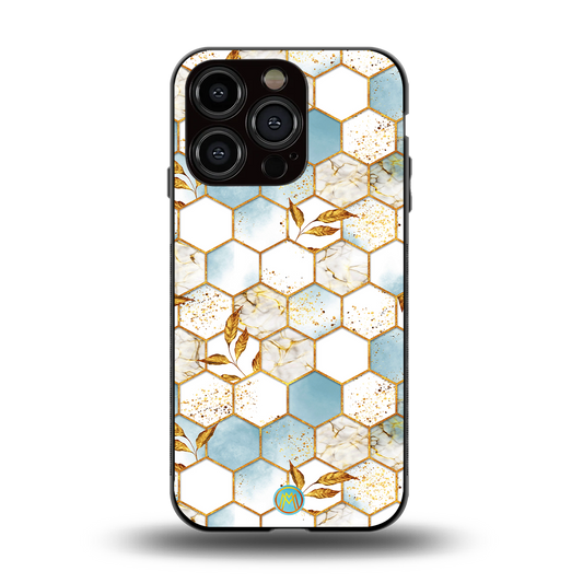 white marble tiles back phone cover | glass case for iphone 14 pro