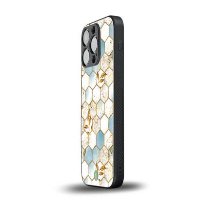 white marble tiles back phone cover | glass case for iphone 14 pro
