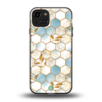 white marble tiles back phone cover | glass case for iphone 15