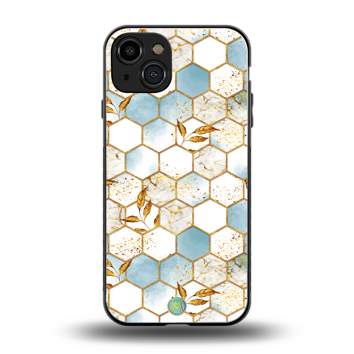 white marble tiles back phone cover | glass case for iphone 15
