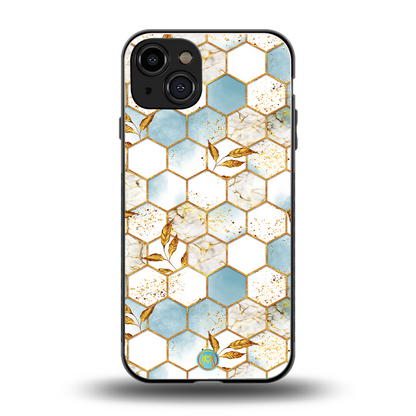 white marble tiles back phone cover | glass case for iphone 15