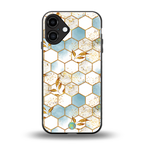 white marble tiles back phone cover | glass case for iphone 16 plus