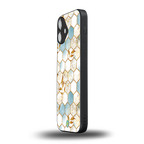 white marble tiles back phone cover | glass case for iphone 16 plus