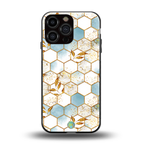 white marble tiles back phone cover | glass case for iphone 16 pro max