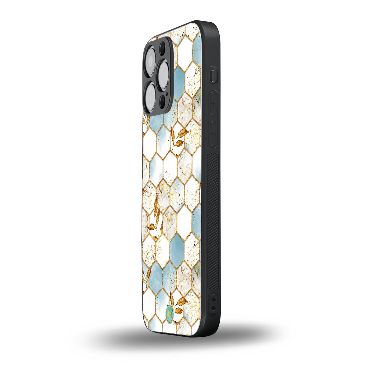 white marble tiles back phone cover | glass case for iphone 16 pro max