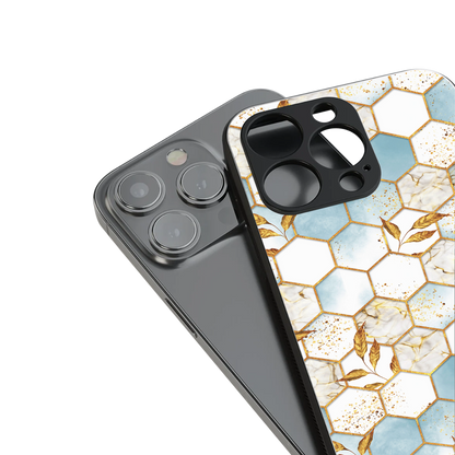 white marble tiles back phone cover | glass case for iphone 13 pro max