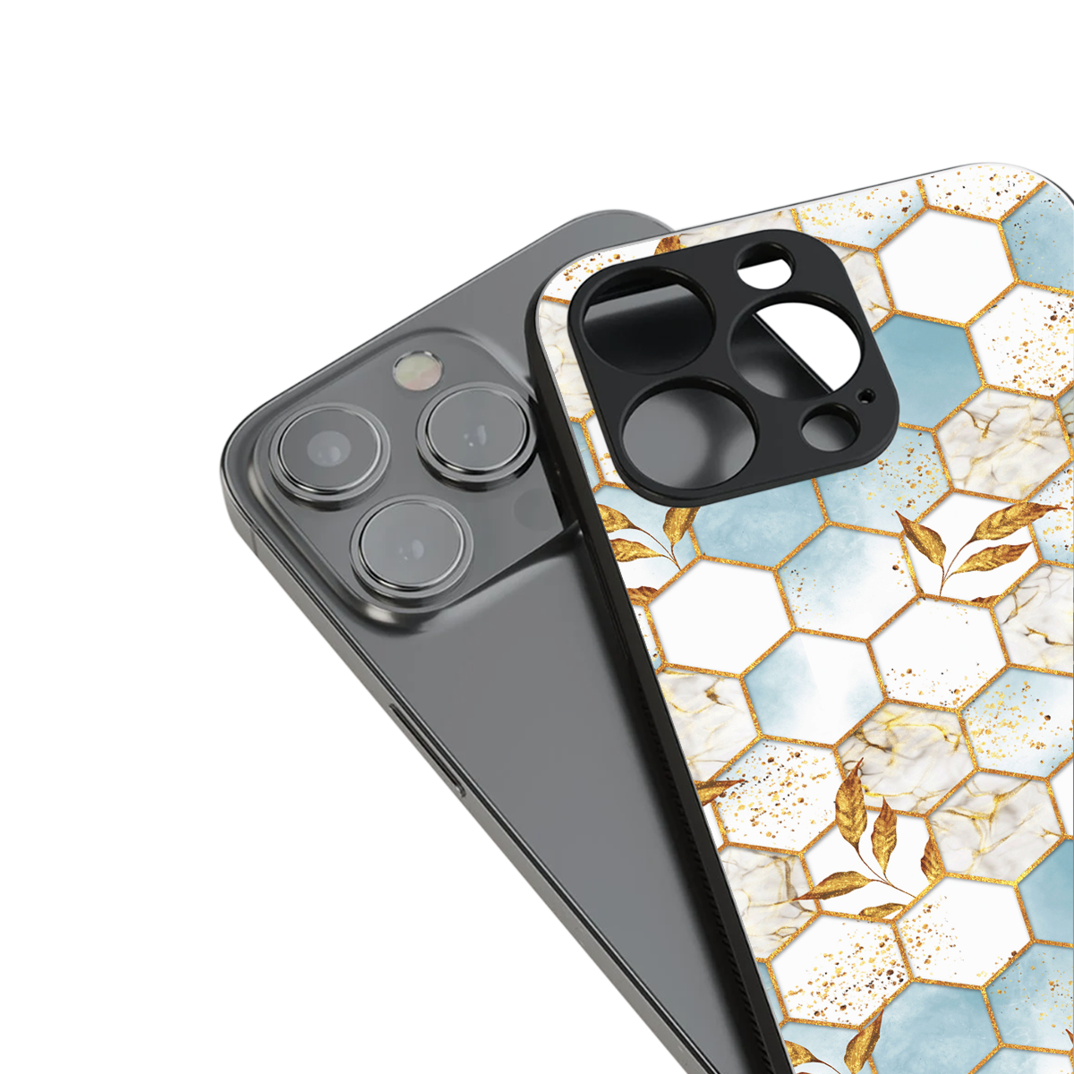 white marble tiles back phone cover | glass case for iphone 16
