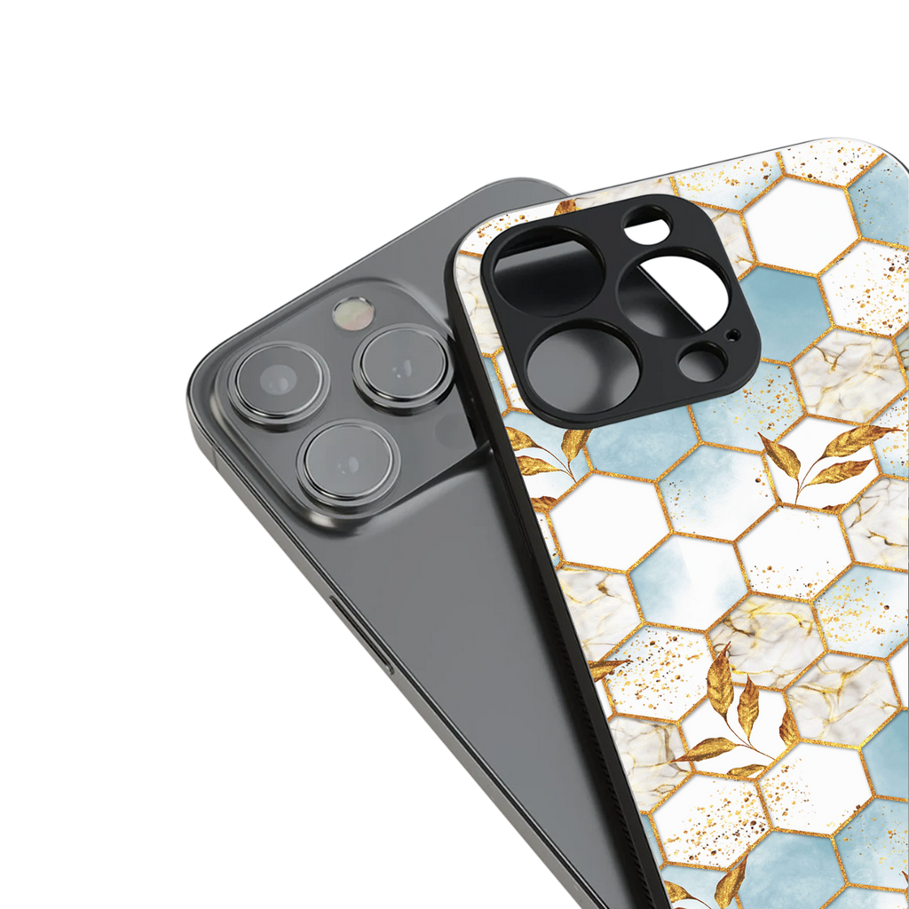 white marble tiles back phone cover | glass case for iphone 14 pro max