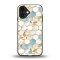 white marble tiles back phone cover | glass case for iphone 16