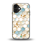 white marble tiles back phone cover | glass case for iphone 16