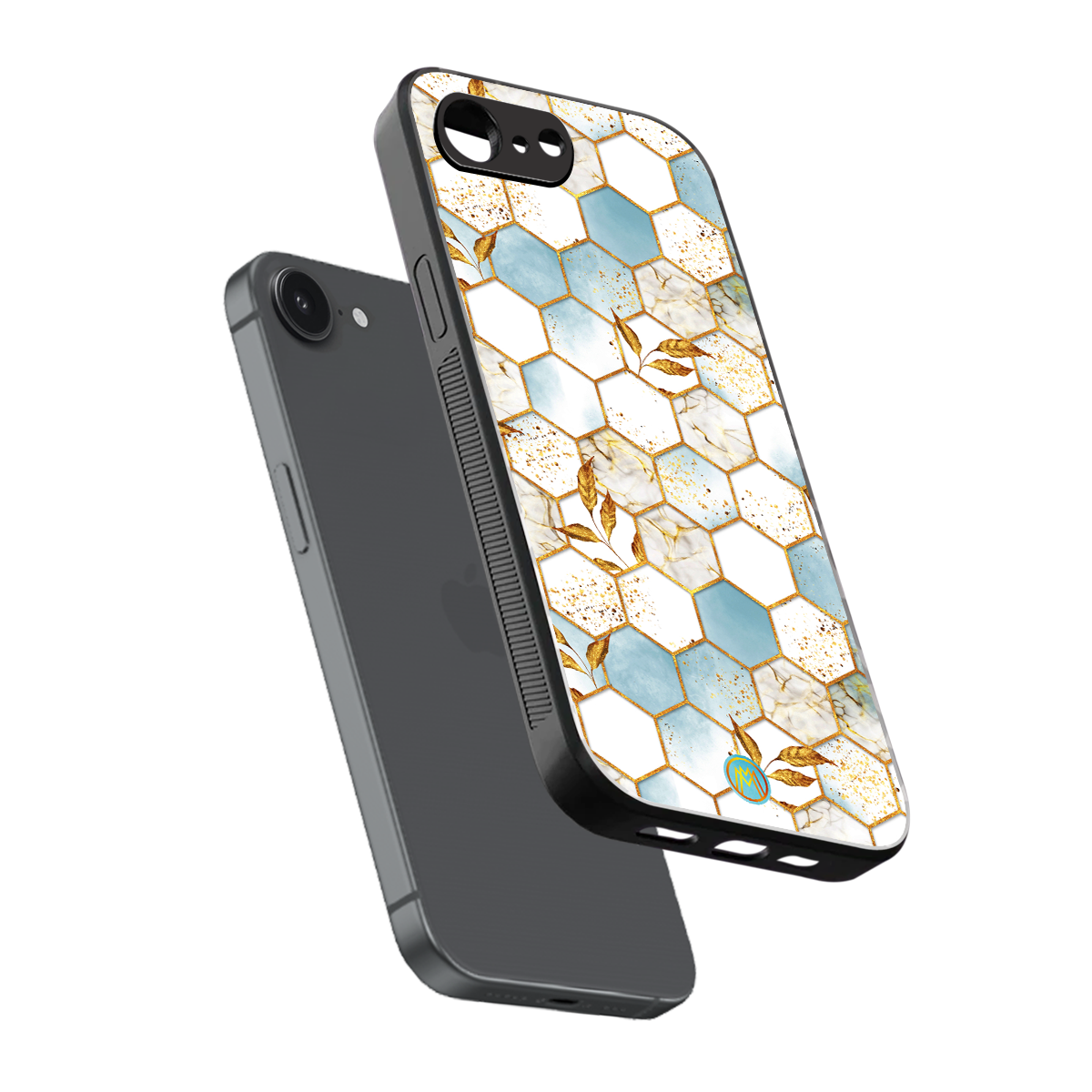 white marble tiles back phone cover | glass case for iphone 16e