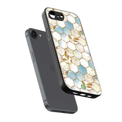 white marble tiles back phone cover | glass case for iphone 16e