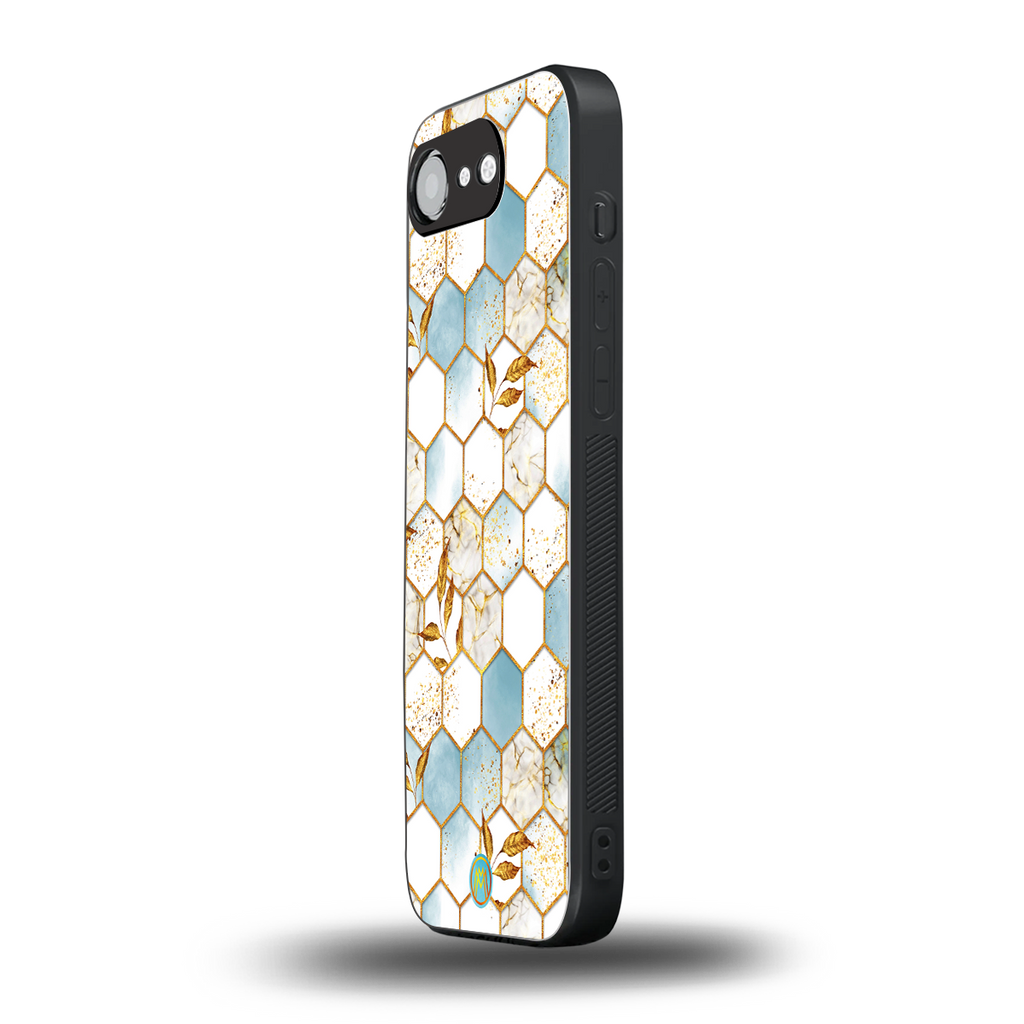 white marble tiles back phone cover | glass case for iphone 16e