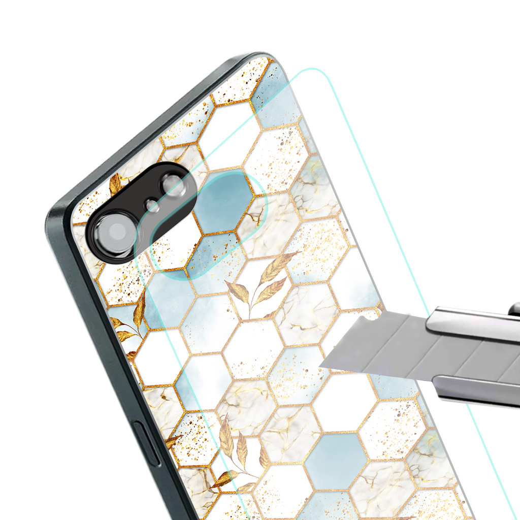 white marble tiles back phone cover | glass case for iphone 16e