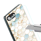 white marble tiles back phone cover | glass case for iphone 16e