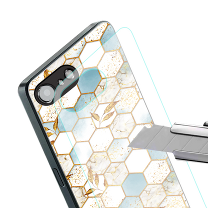 white marble tiles back phone cover | glass case for iphone 16e