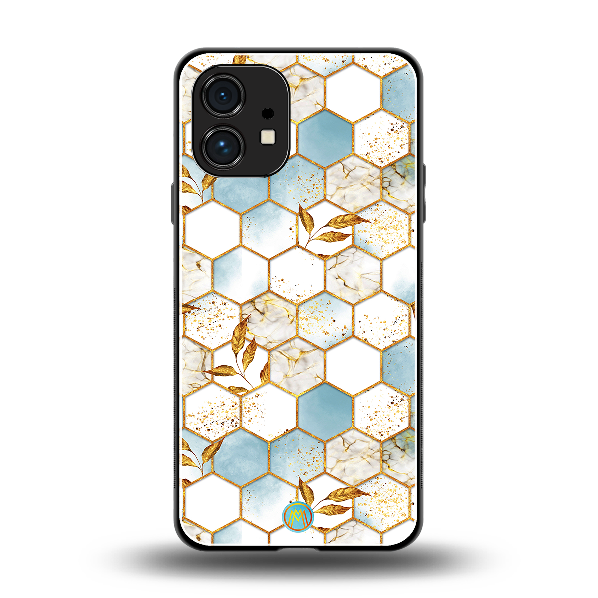 white marble tiles back phone cover | glass case for nothing phone 1