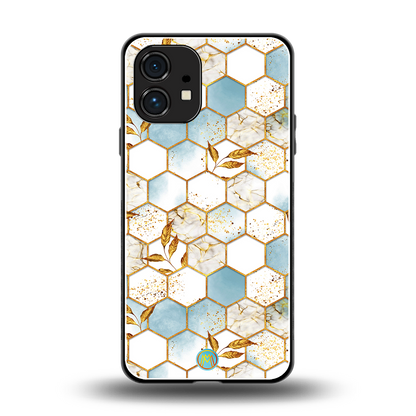 white marble tiles back phone cover | glass case for nothing phone 1